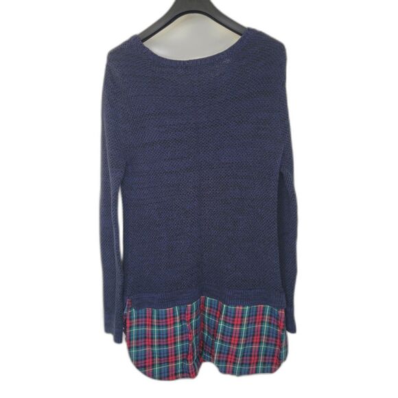 Westbound Knit Plaid Layered Shirt Tunic - Picture 2 of 3